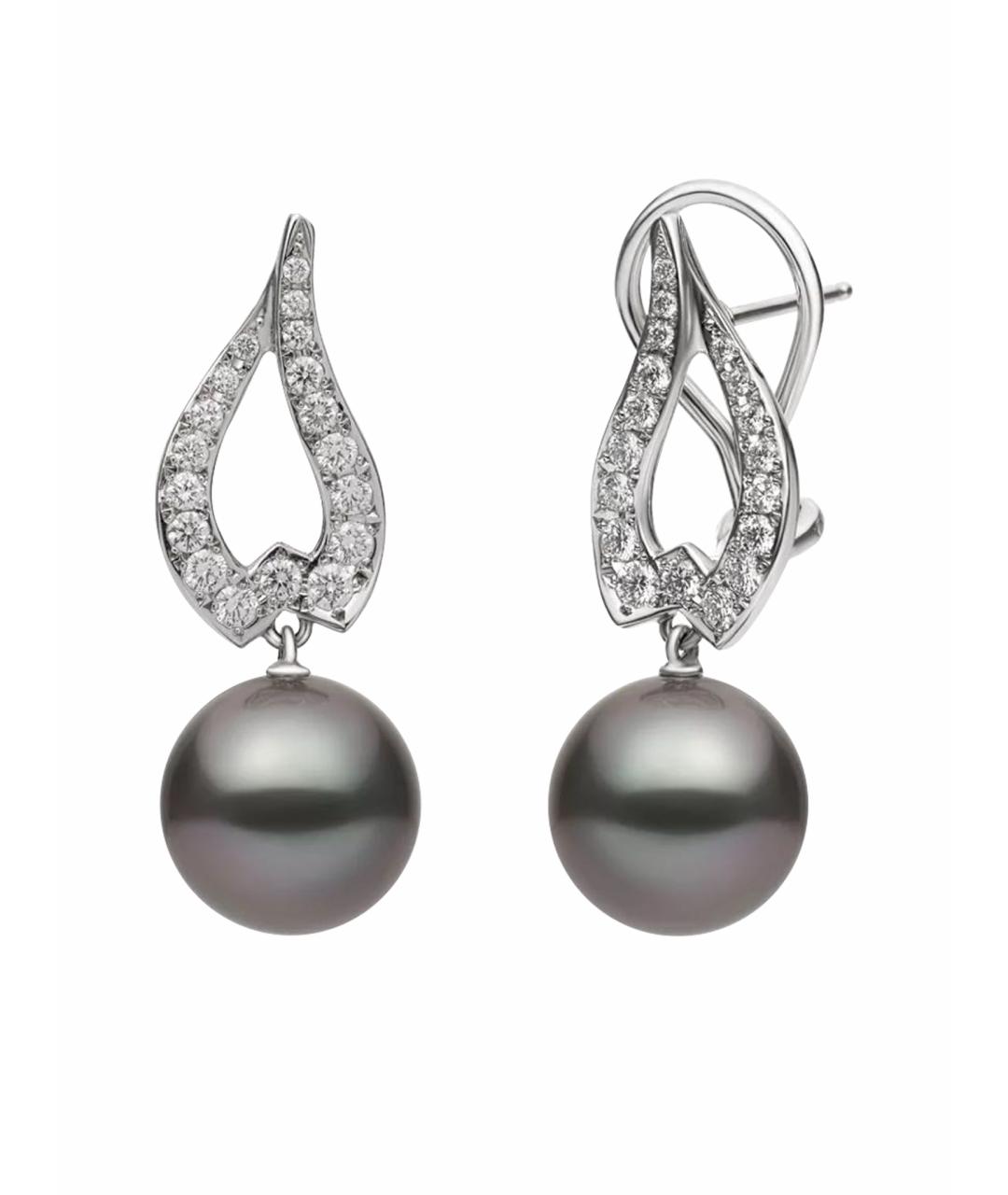 Mikimoto Серебряные серьги из белого золота, фото 1