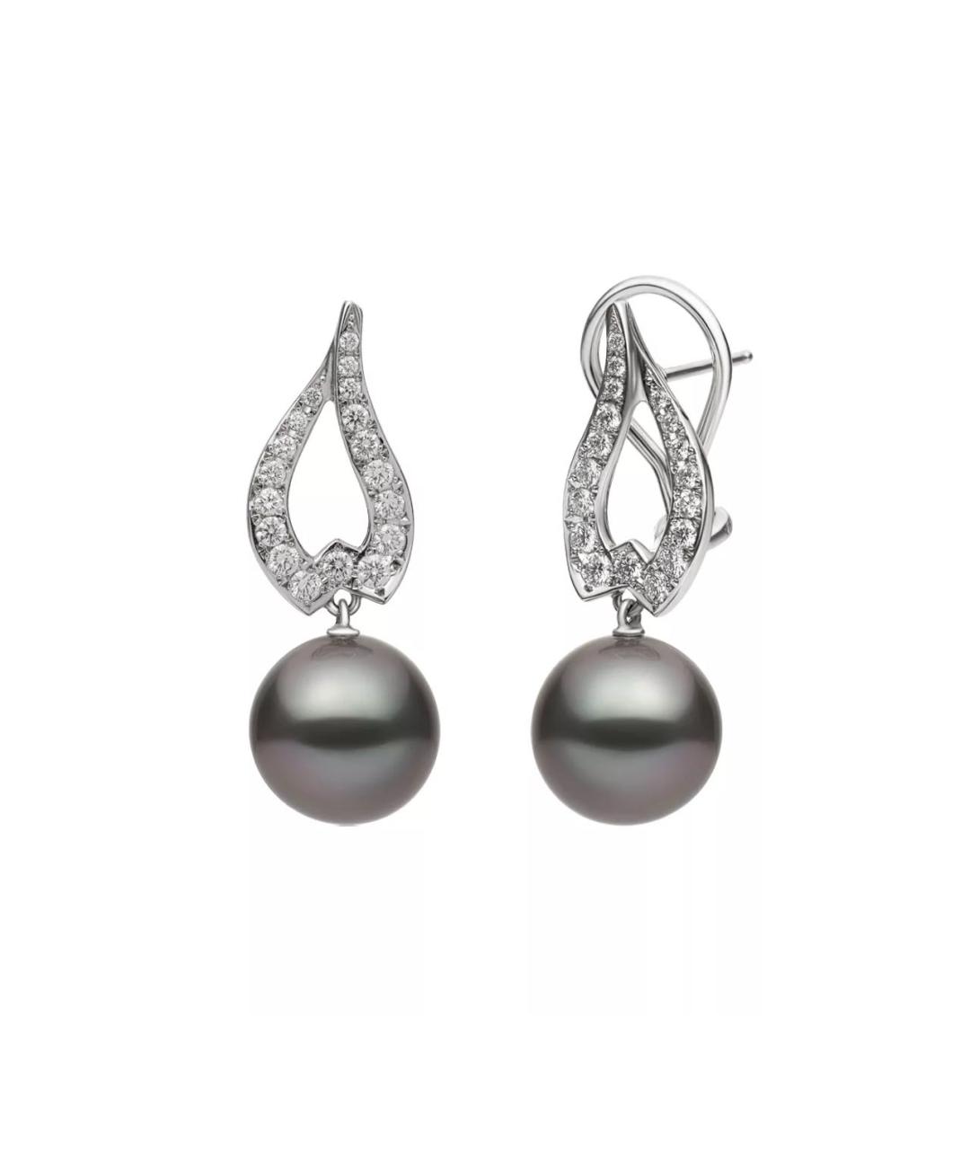 Mikimoto Серебряные серьги из белого золота, фото 5
