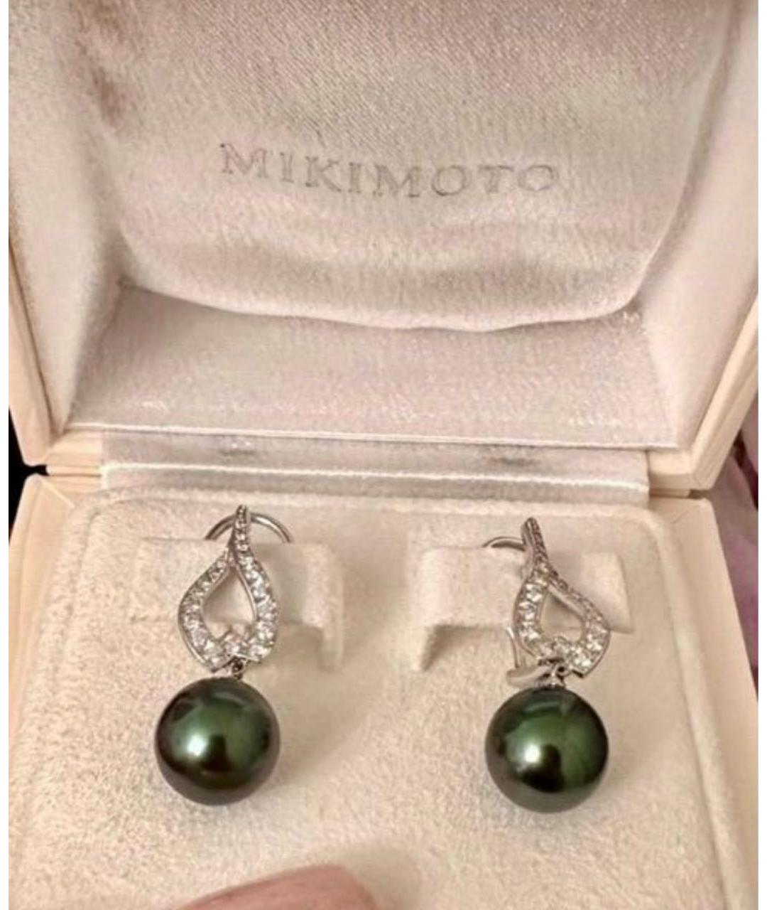 Mikimoto Серебряные серьги из белого золота, фото 2