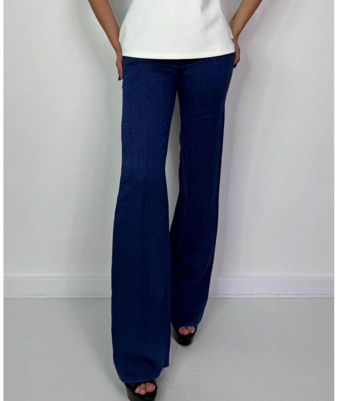 MAX MARA Синие льняные прямые брюки, фото 7
