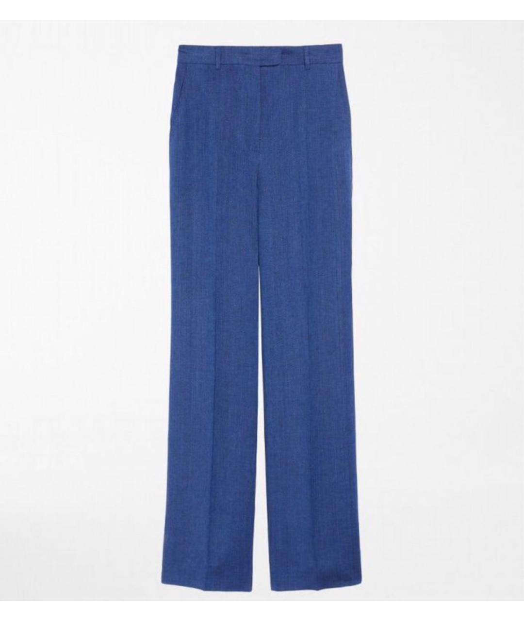 MAX MARA Синие льняные прямые брюки, фото 9