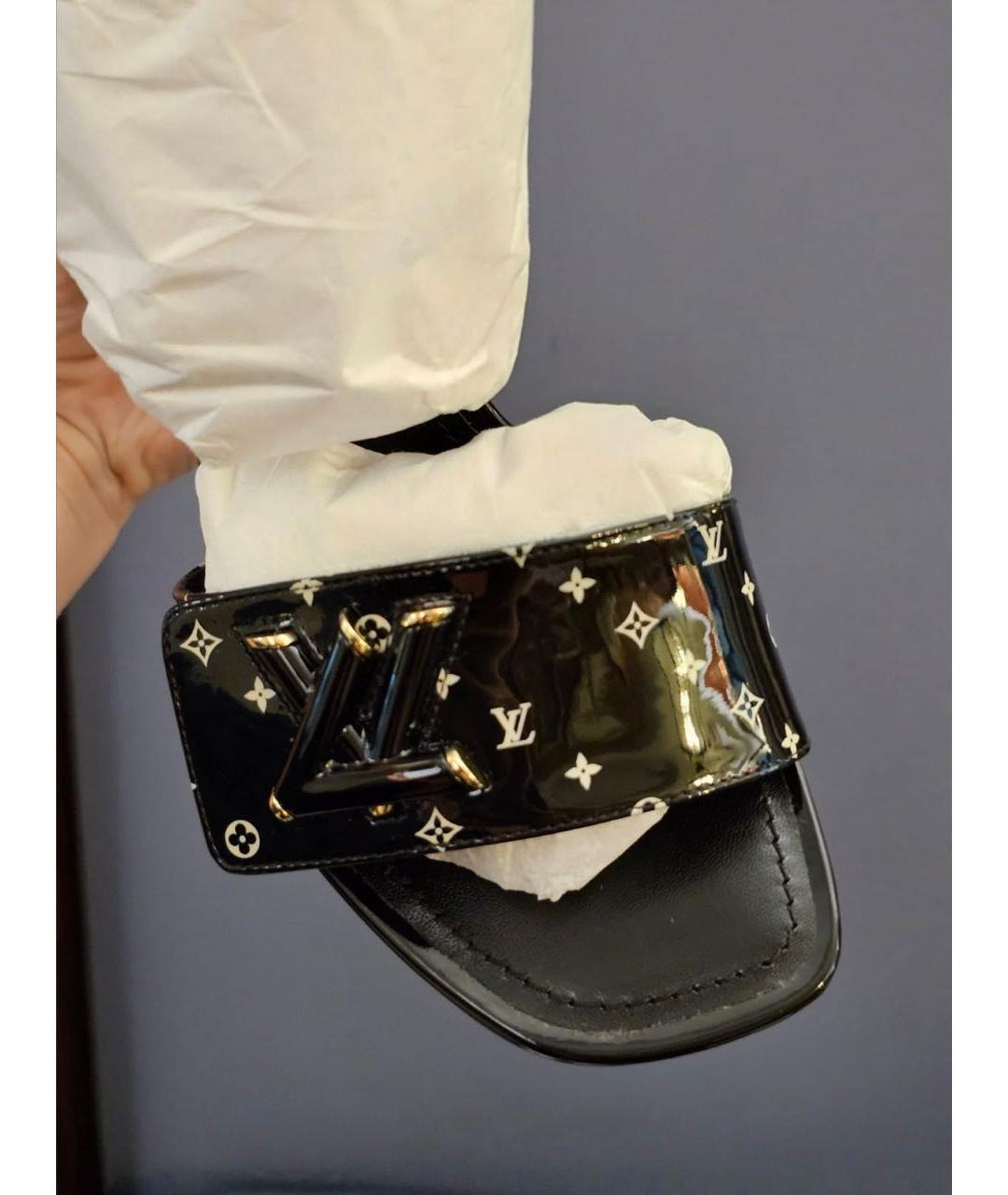 LOUIS VUITTON Черные босоножки из лакированной кожи, фото 2