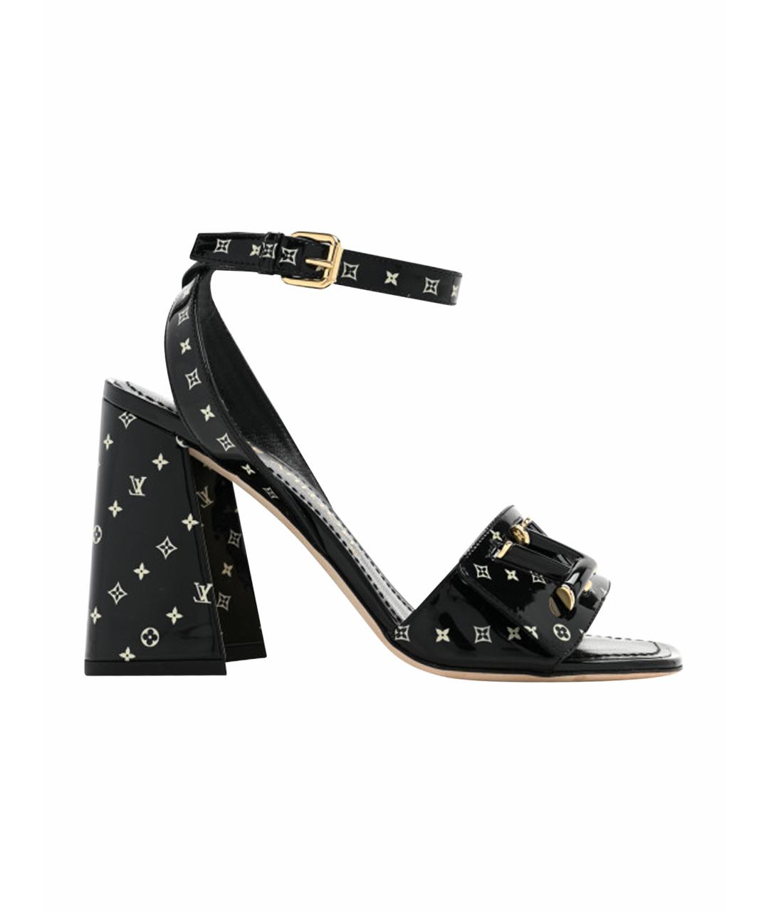 LOUIS VUITTON Черные босоножки из лакированной кожи, фото 1