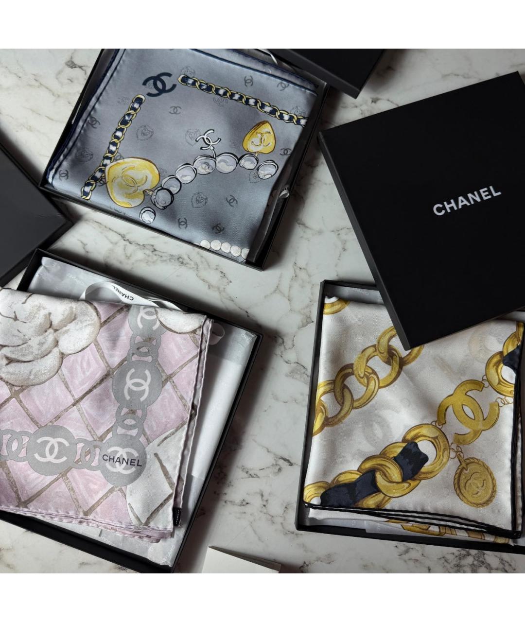 CHANEL Розовый шелковый платок, фото 2