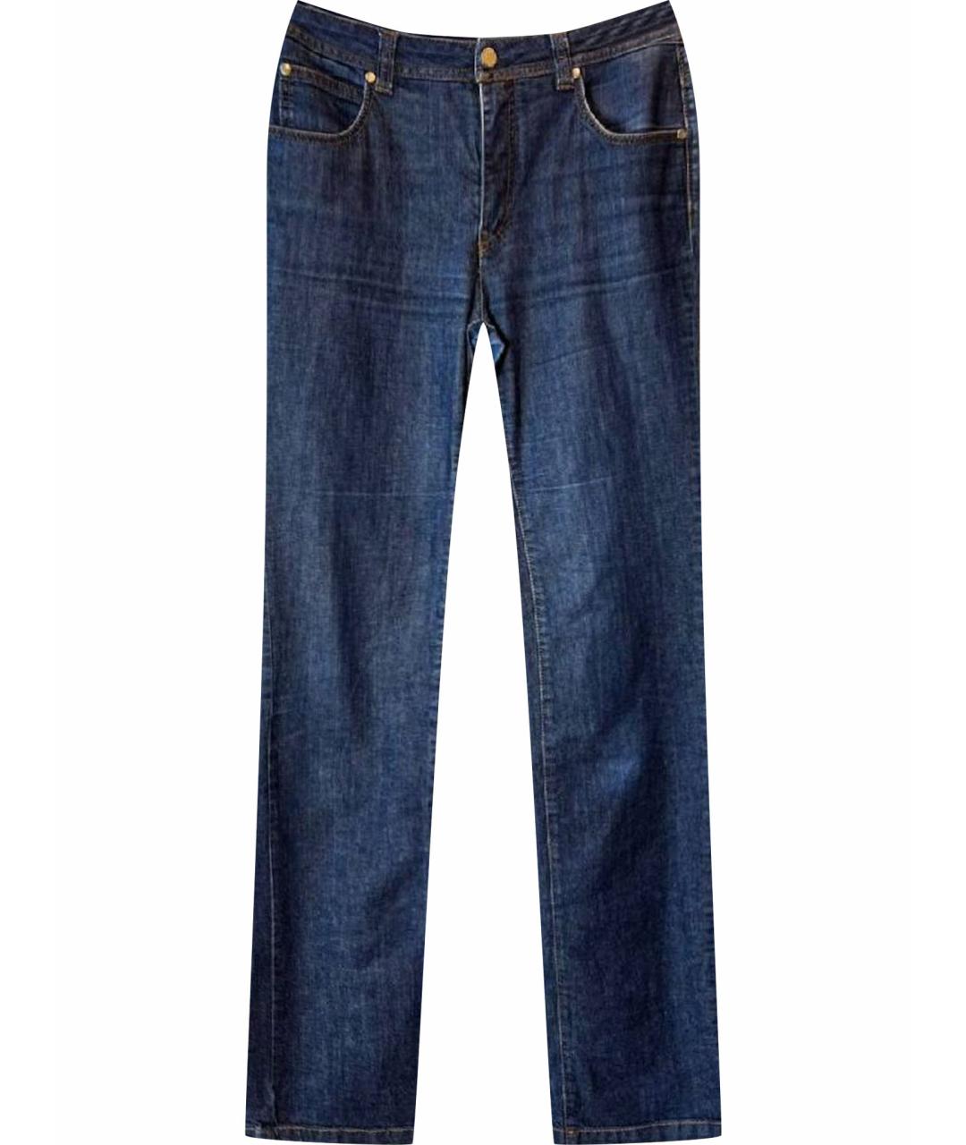 ALEXANDER MCQUEEN Синие хлопко-эластановые прямые джинсы, фото 1