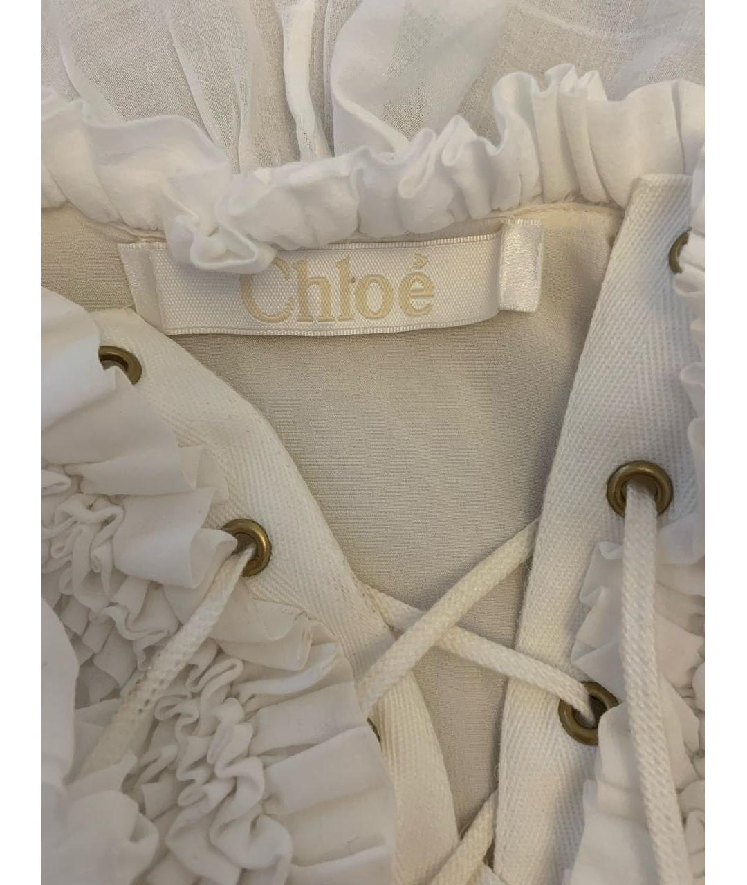 CHLOE Белое хлопковое повседневное платье, фото 4