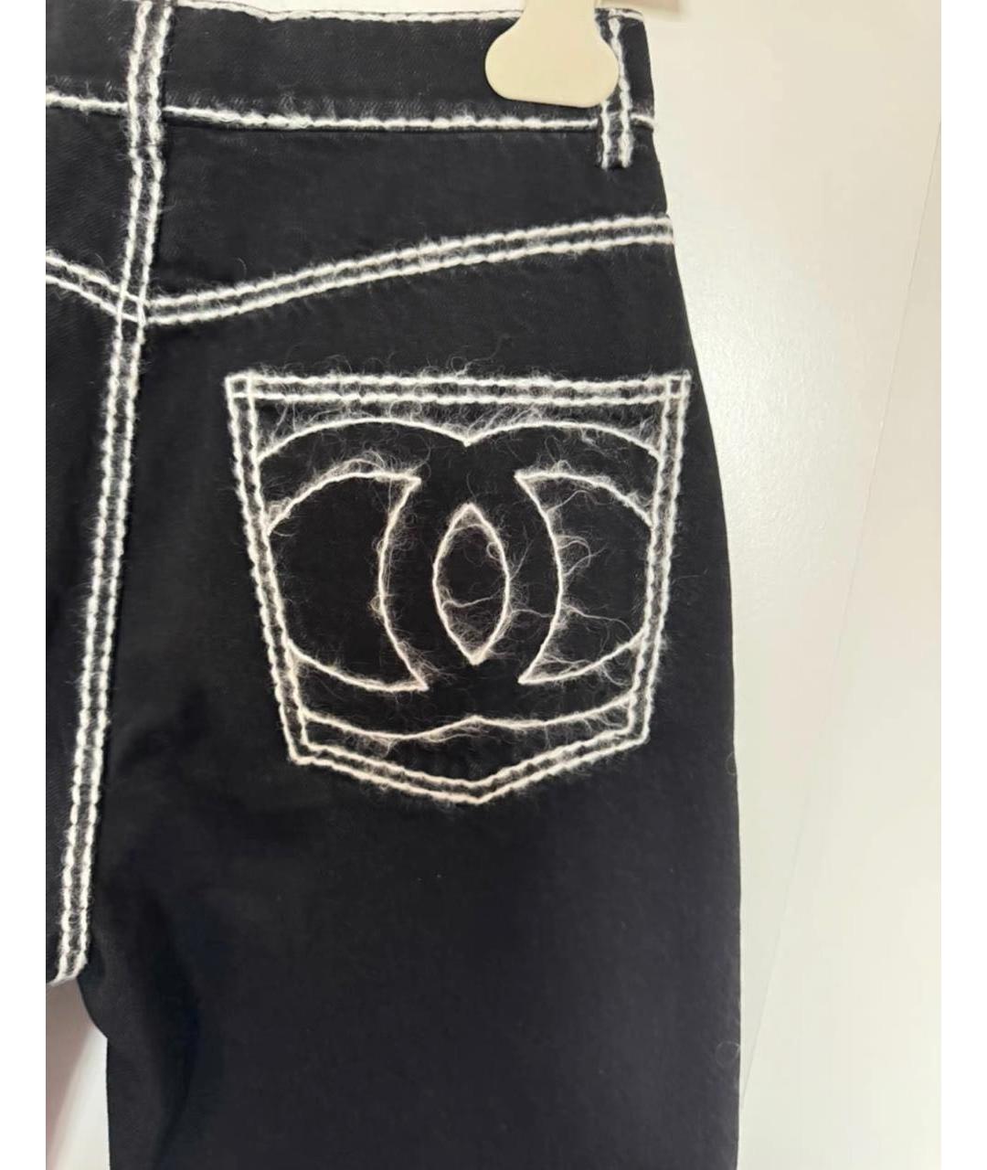 CHANEL Черные хлопковые прямые джинсы, фото 4