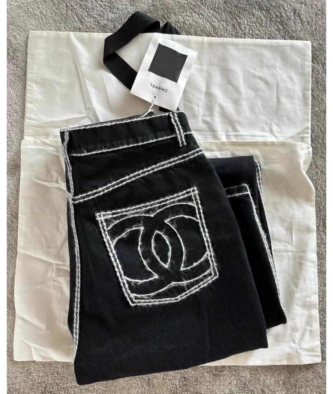 CHANEL Черные хлопковые прямые джинсы, фото 8