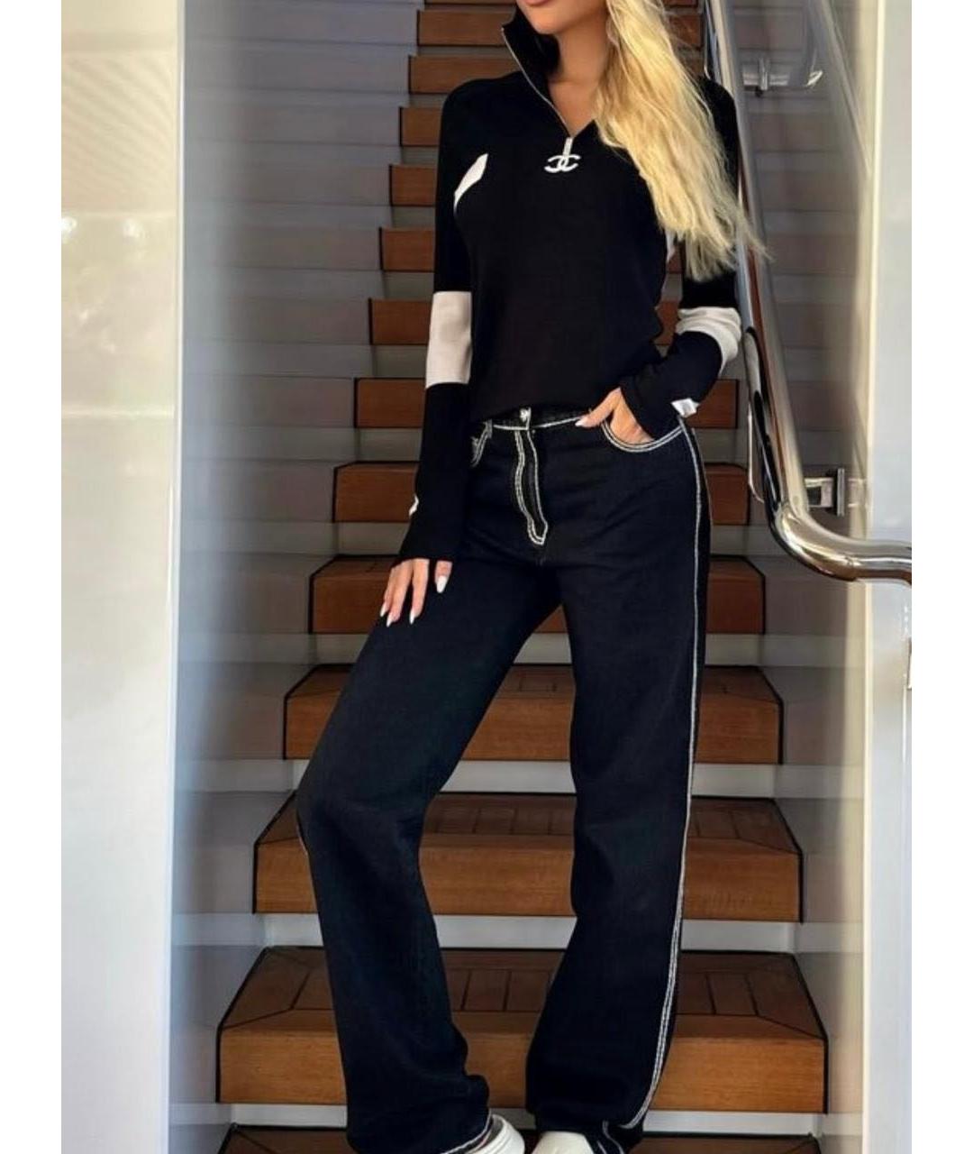 CHANEL Черные хлопковые прямые джинсы, фото 7