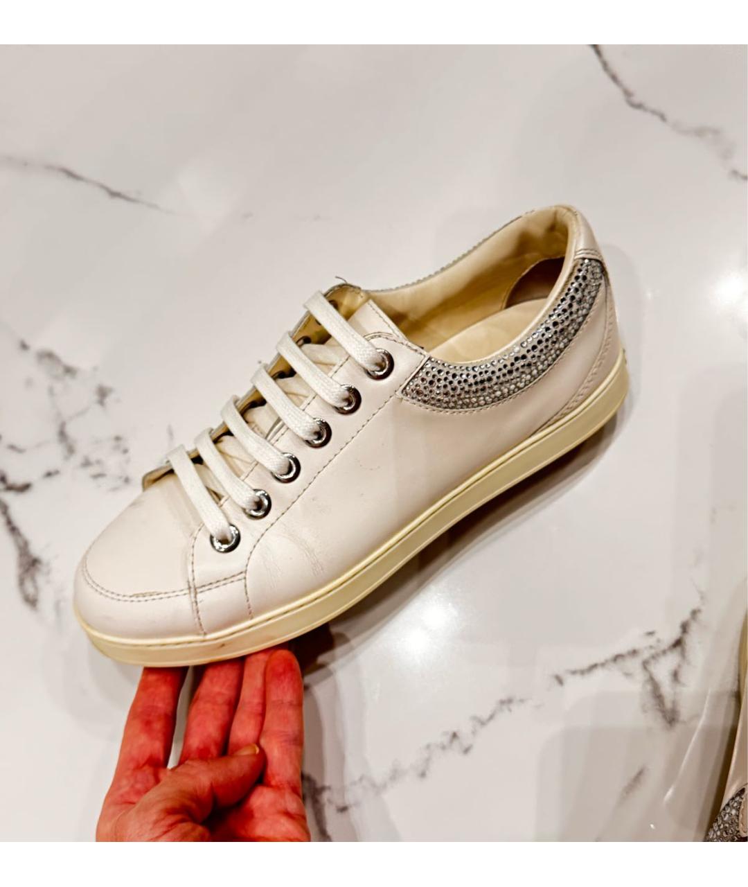 JIMMY CHOO Белые кожаные кеды, фото 5