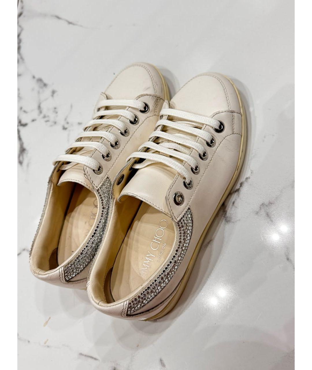 JIMMY CHOO Белые кожаные кеды, фото 3