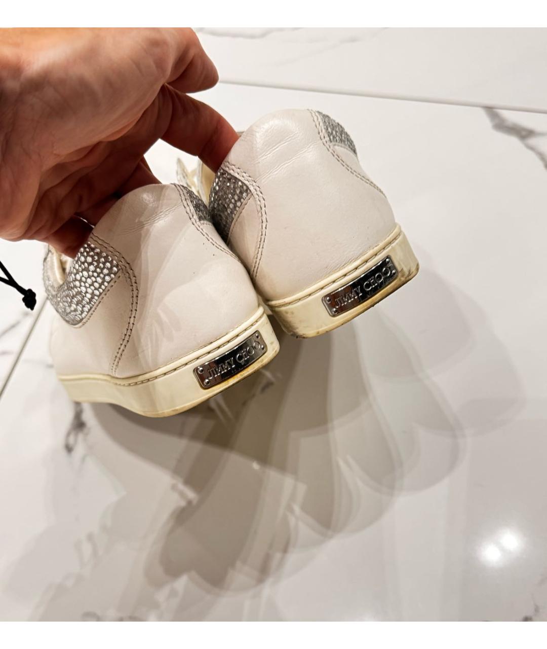 JIMMY CHOO Белые кожаные кеды, фото 4