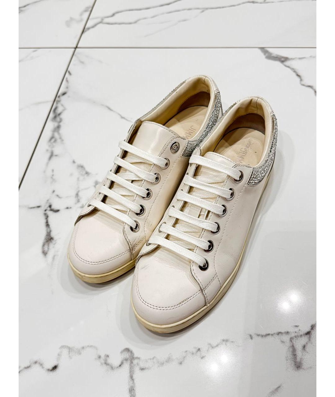 JIMMY CHOO Белые кожаные кеды, фото 2