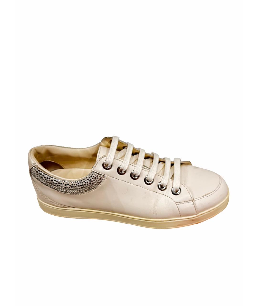 JIMMY CHOO Белые кожаные кеды, фото 1