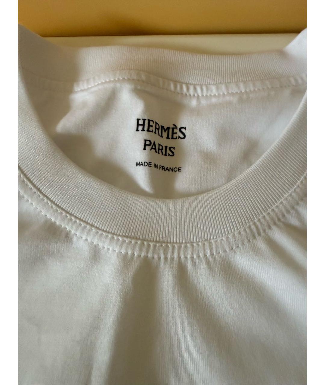 HERMES Белая хлопковая футболка, фото 4