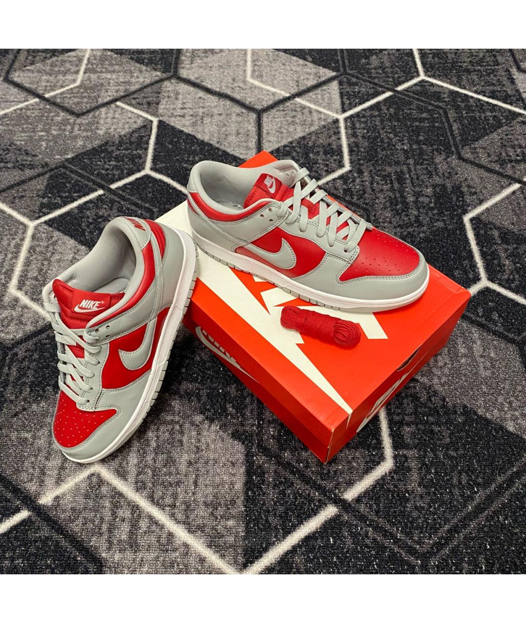 NIKE Серые низкие кроссовки / кеды из искусственной кожи, фото 2