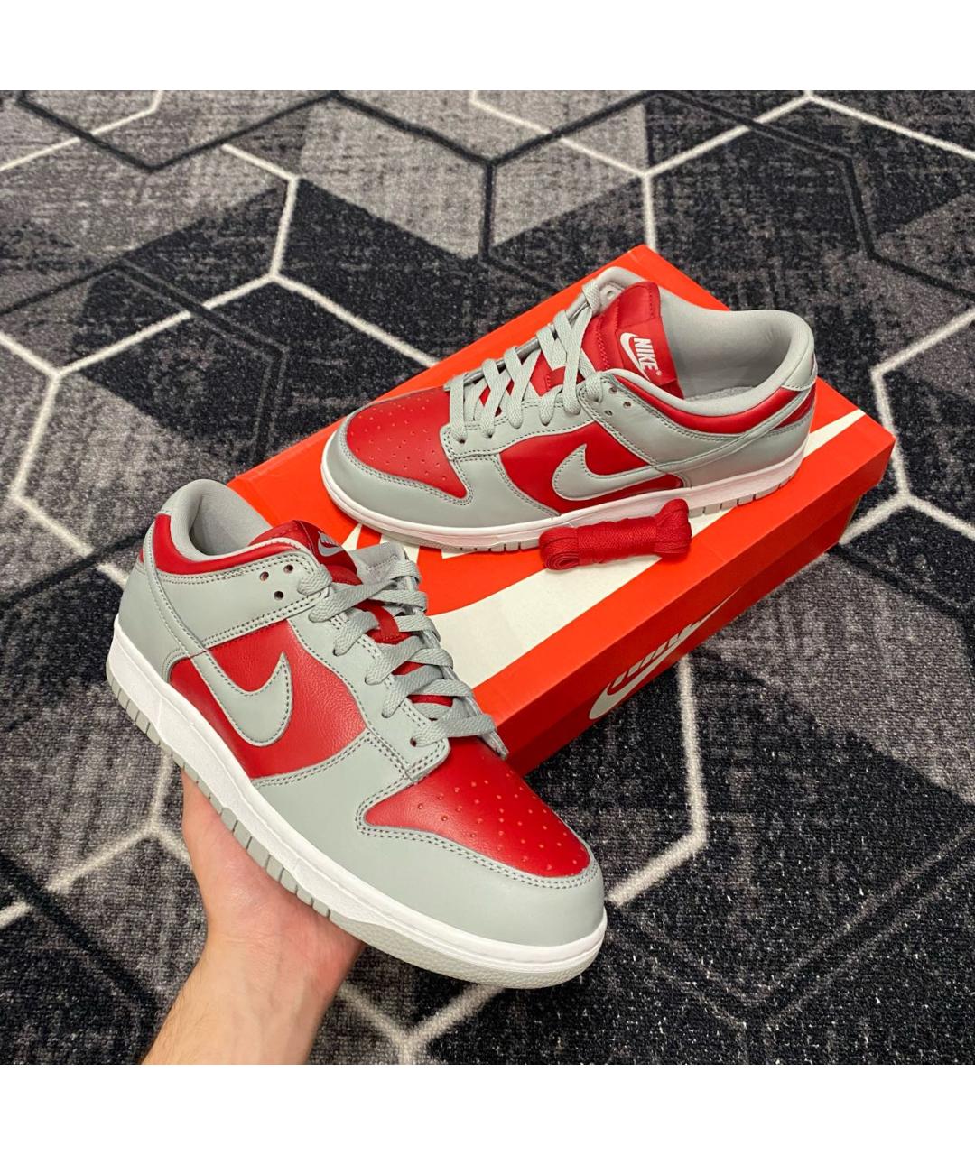 NIKE Серые низкие кроссовки / кеды из искусственной кожи, фото 6