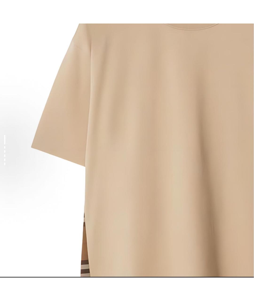 BURBERRY Бежевая хлопковая футболка, фото 4