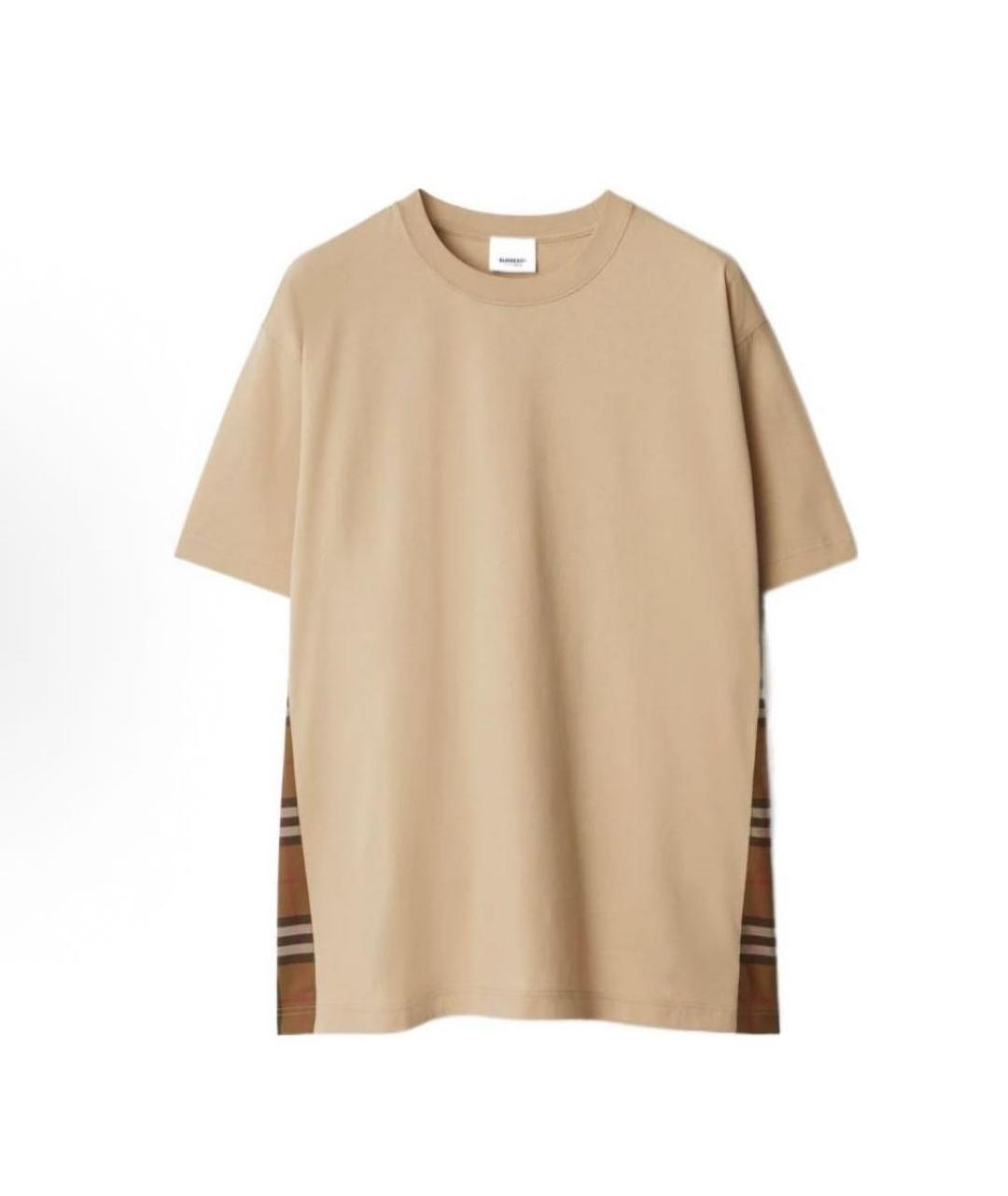 BURBERRY Бежевая хлопковая футболка, фото 5