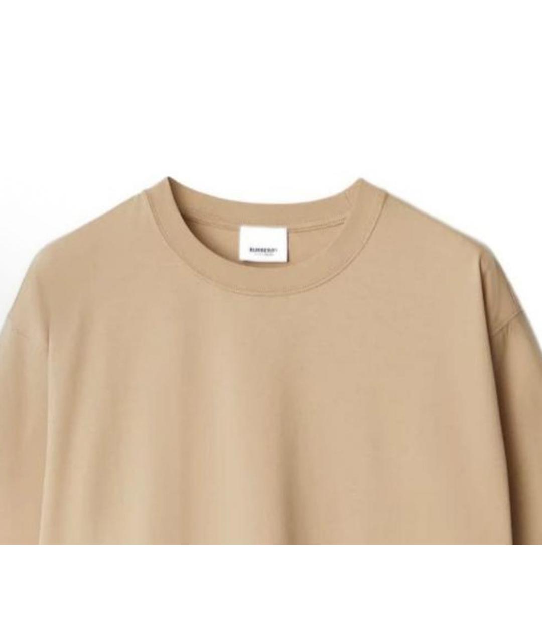 BURBERRY Бежевая хлопковая футболка, фото 3