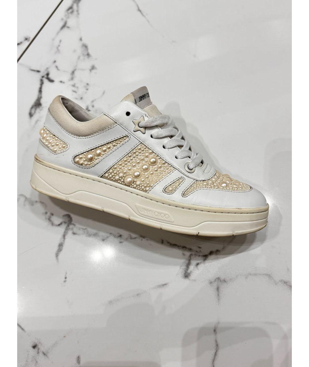 JIMMY CHOO Белые кожаные кеды, фото 5