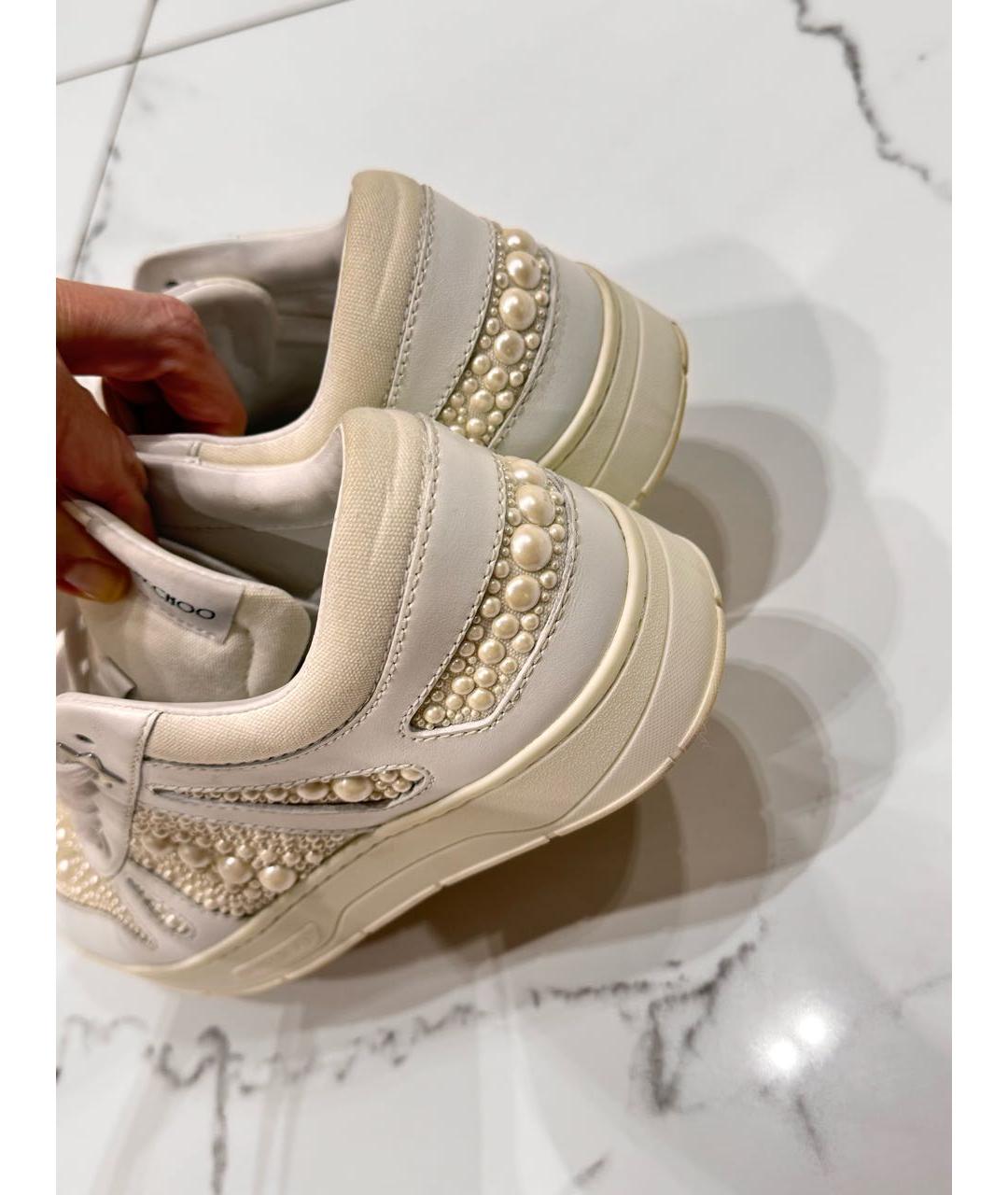 JIMMY CHOO Белые кожаные кеды, фото 4