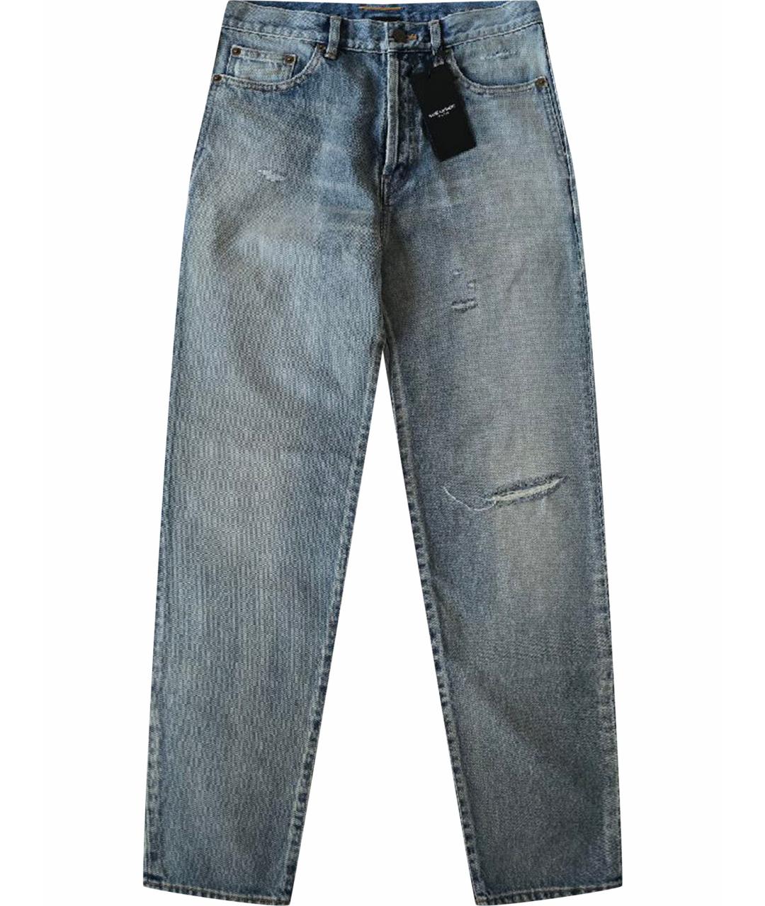 SAINT LAURENT Голубые хлопковые прямые джинсы, фото 1