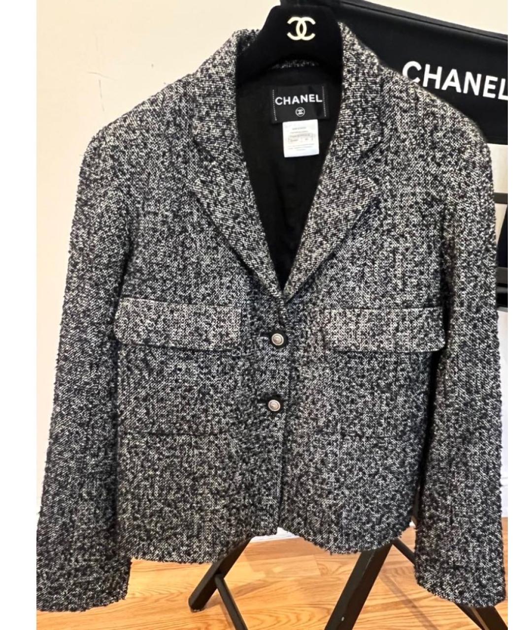 CHANEL Серый шерстяной жакет/пиджак, фото 3