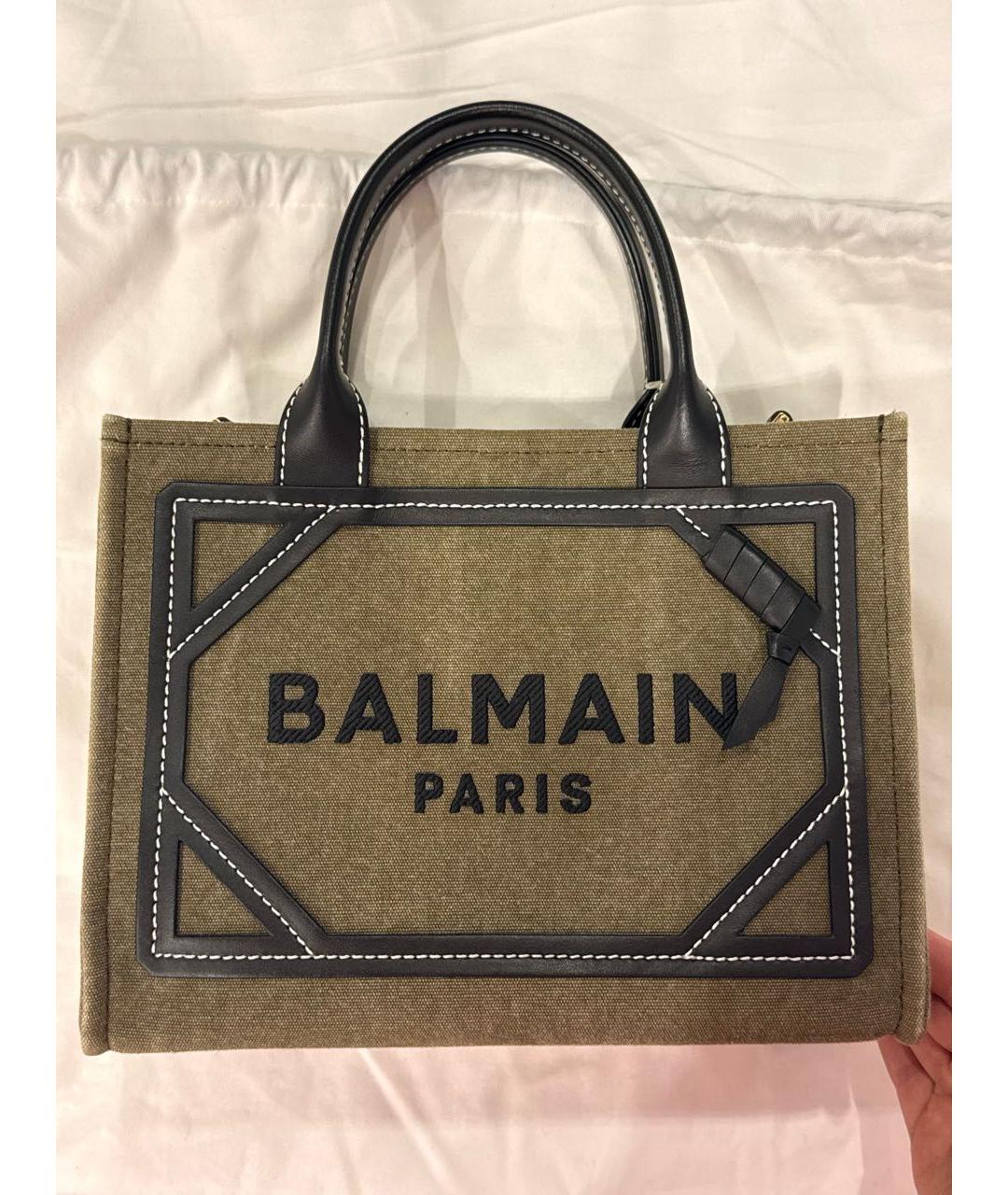 BALMAIN Хаки хлопковая сумка тоут, фото 6