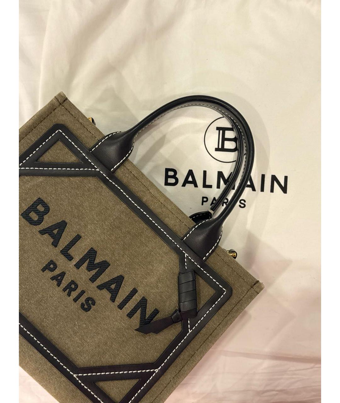 BALMAIN Хаки хлопковая сумка тоут, фото 2