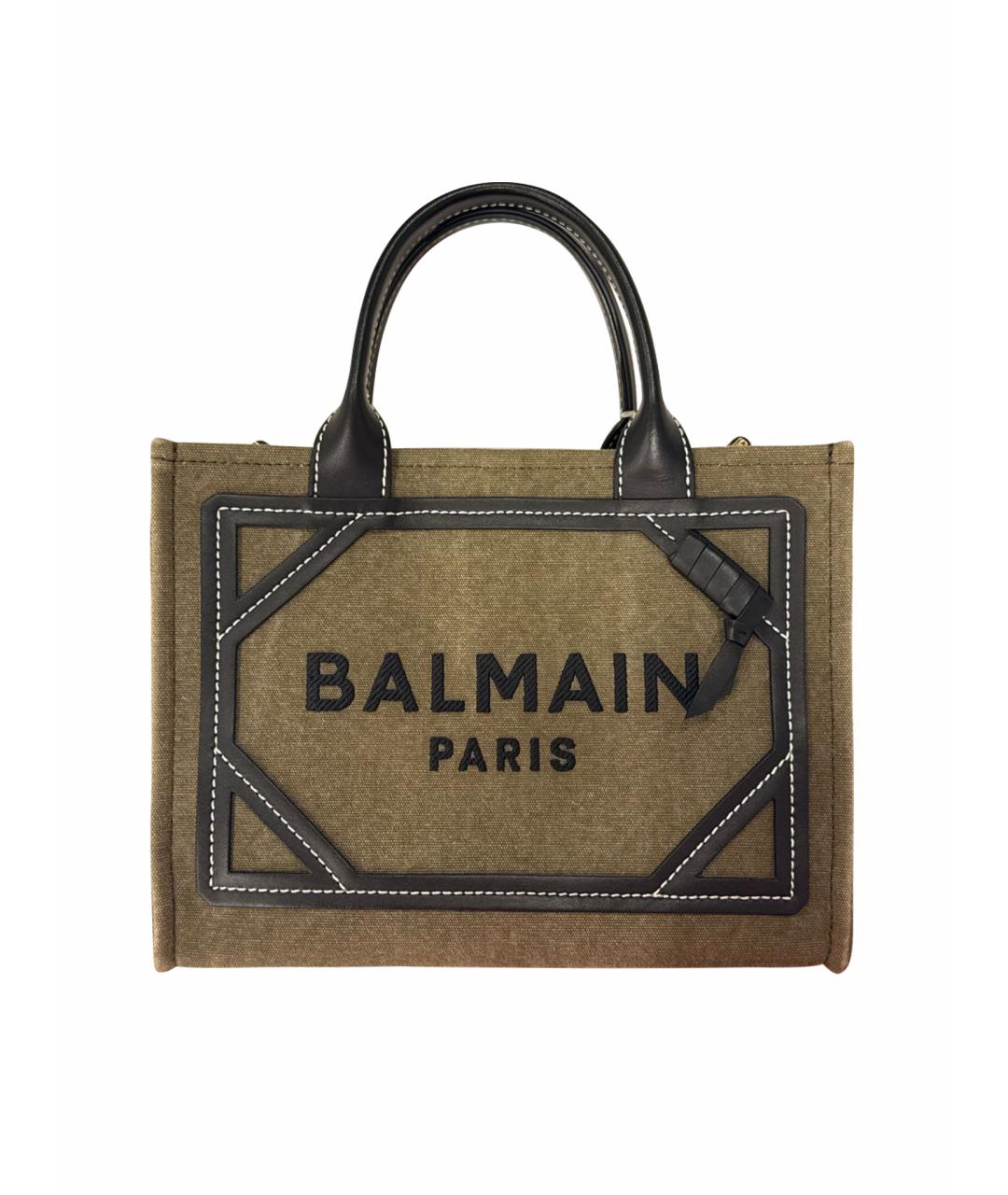BALMAIN Хаки хлопковая сумка тоут, фото 1