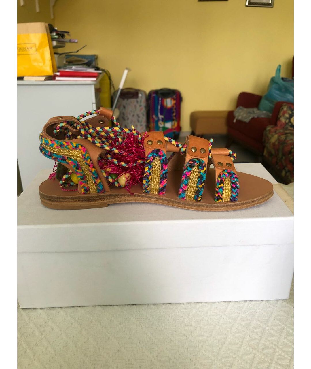 ELINA LINARDAKI Мульти кожаные сандалии, фото 9