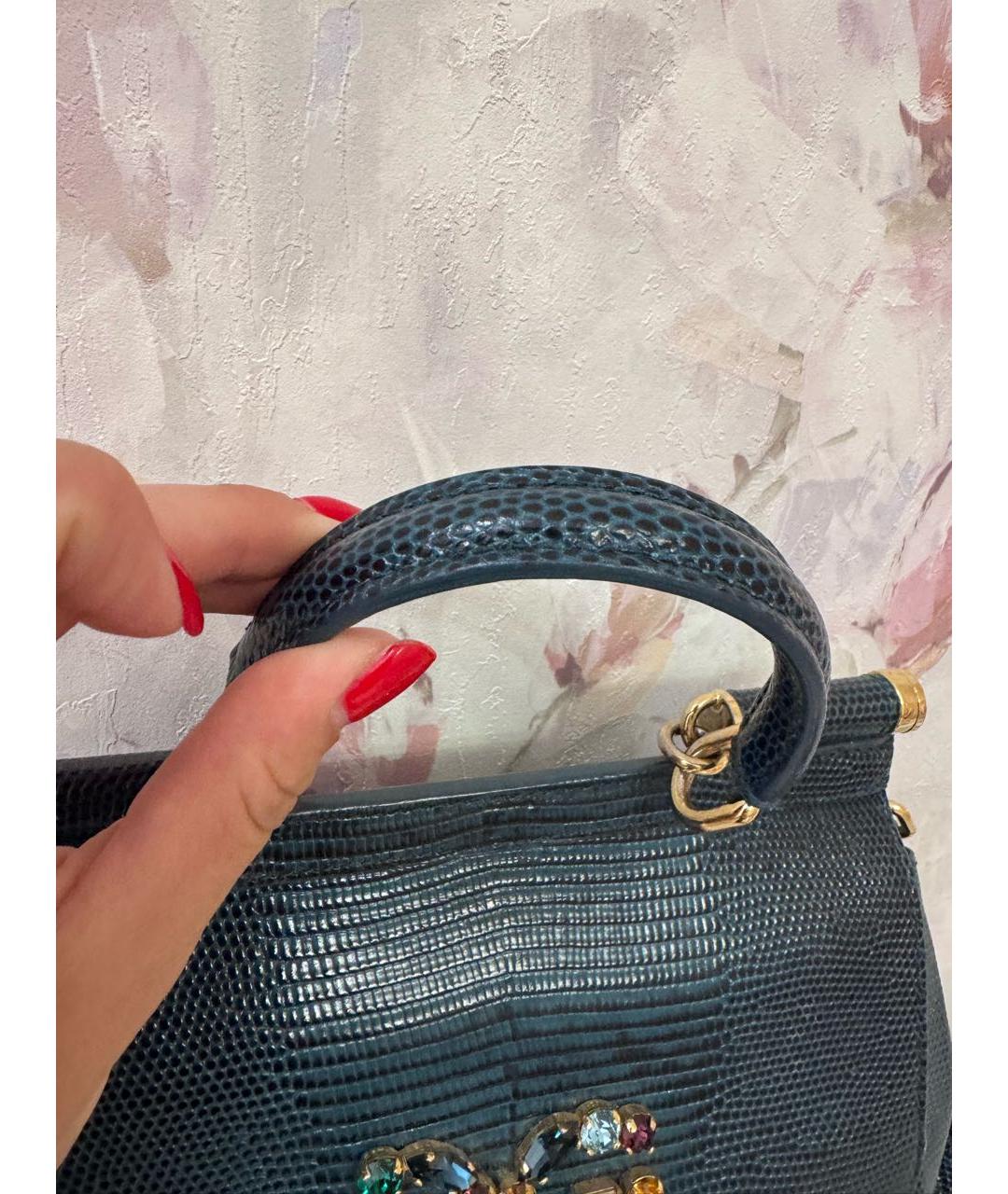 DOLCE&GABBANA Зеленая сумка тоут из лакированной кожи, фото 7