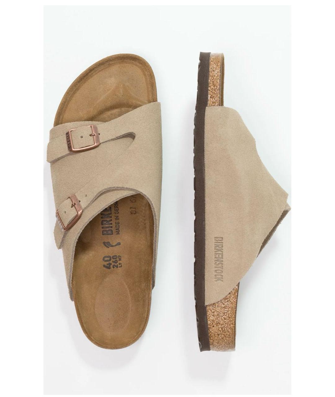 BIRKENSTOCK Бежевые замшевые сандалии, фото 9