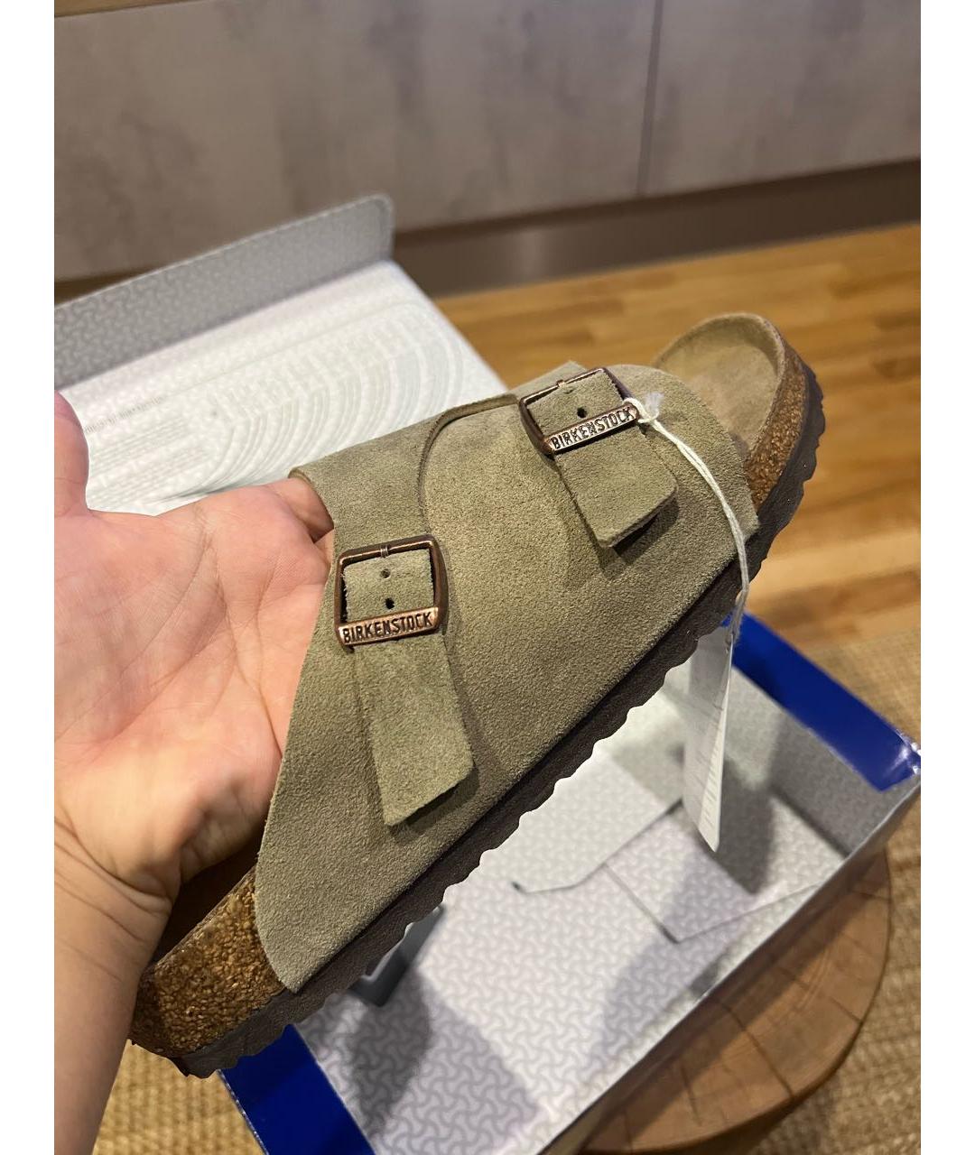 BIRKENSTOCK Бежевые замшевые сандалии, фото 4