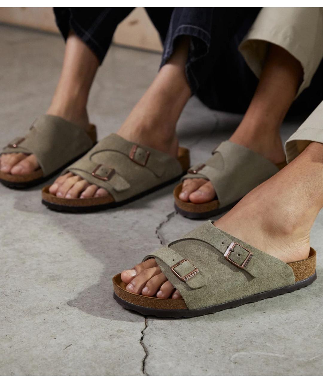BIRKENSTOCK Бежевые замшевые сандалии, фото 8