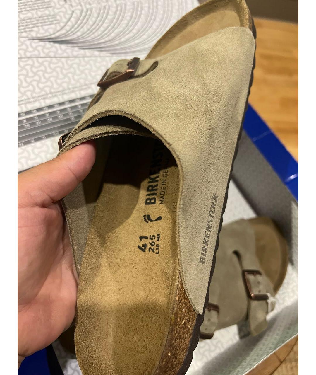 BIRKENSTOCK Бежевые замшевые сандалии, фото 6