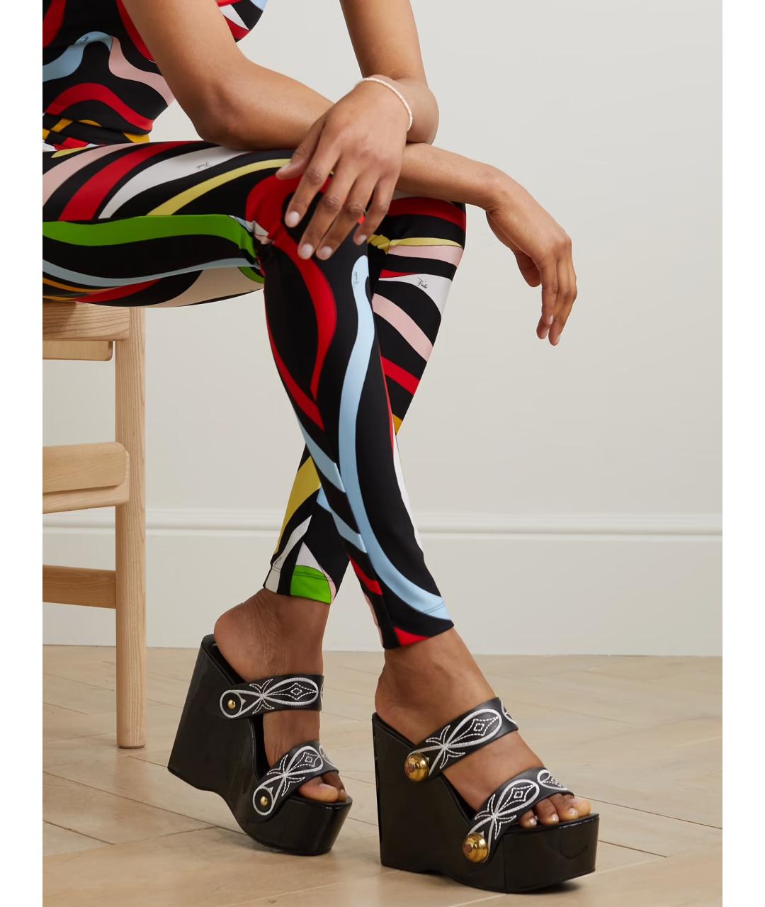 EMILIO PUCCI Черные кожаные сабо, фото 2