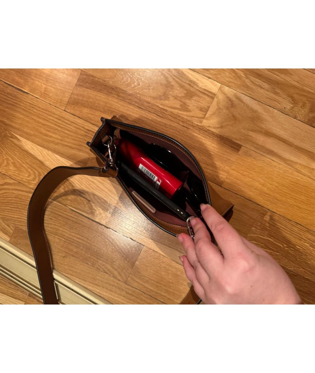 COCCINELLE Коричневая кожаная сумка через плечо, фото 8