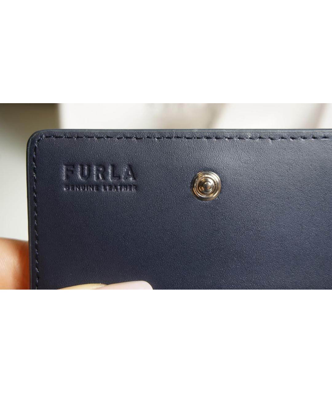 FURLA Темно-синий кожаный кошелек, фото 4