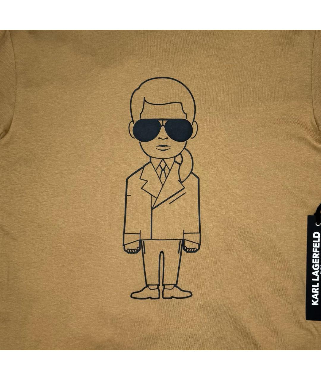 KARL LAGERFELD Бежевая хлопковая футболка, фото 2