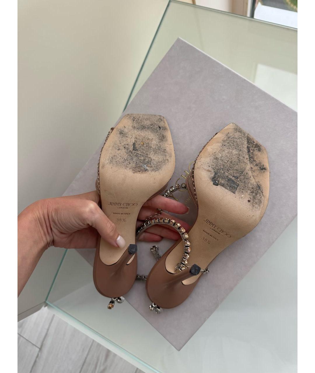 JIMMY CHOO Бежевые босоножки, фото 3