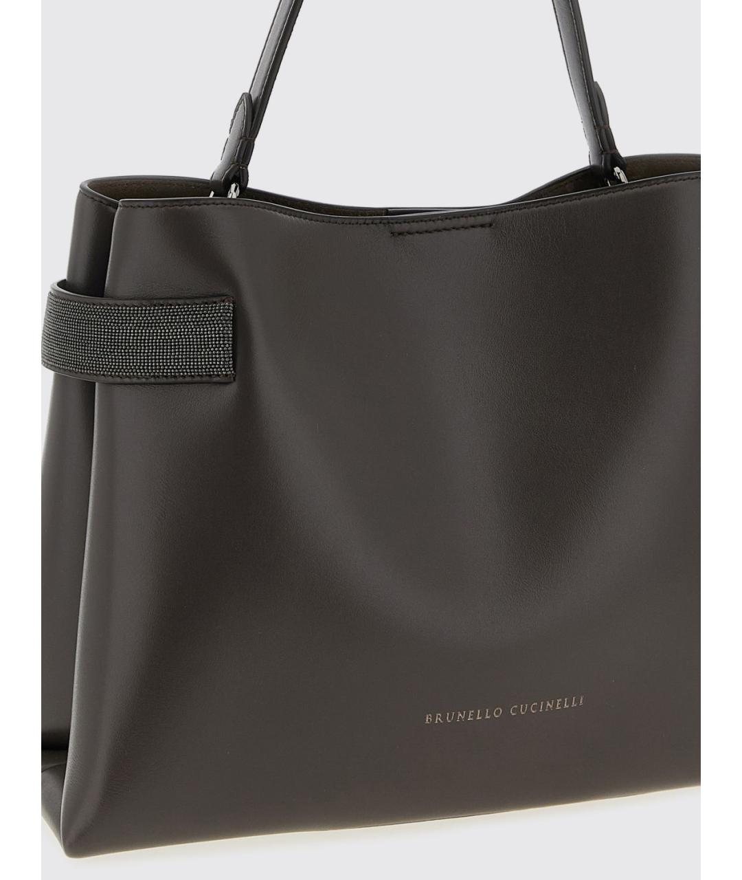 BRUNELLO CUCINELLI Коричневая кожаная сумка тоут, фото 3
