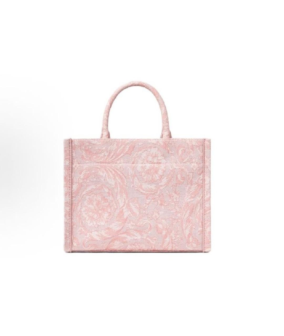 VERSACE Розовая тканевая сумка тоут, фото 3