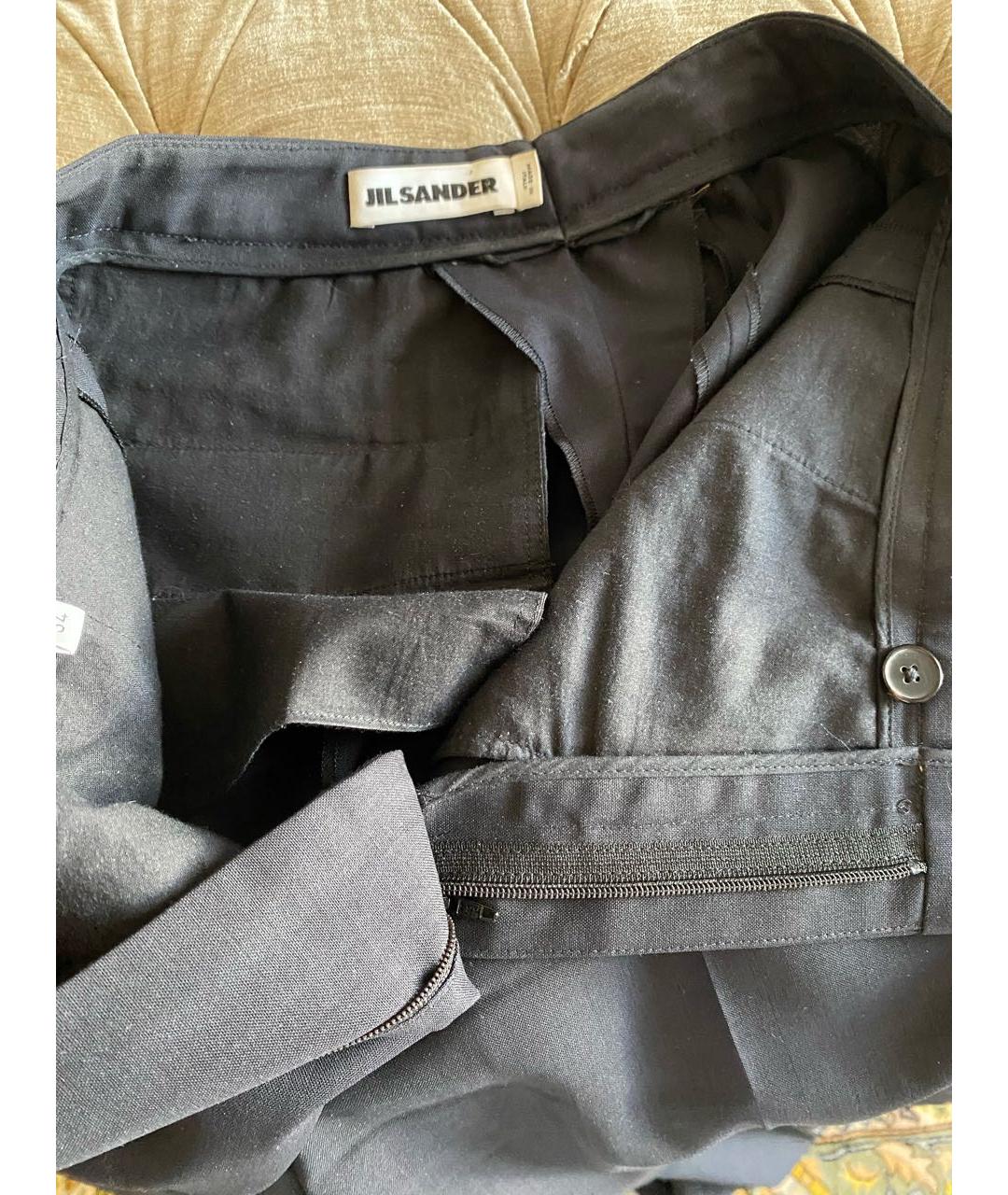 JIL SANDER Черные шерстяные прямые брюки, фото 5
