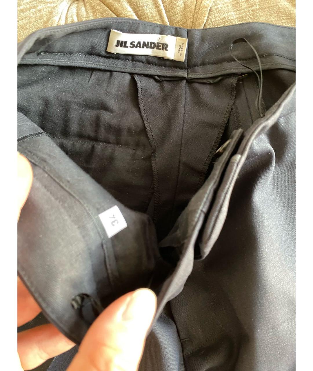JIL SANDER Черные шерстяные прямые брюки, фото 4