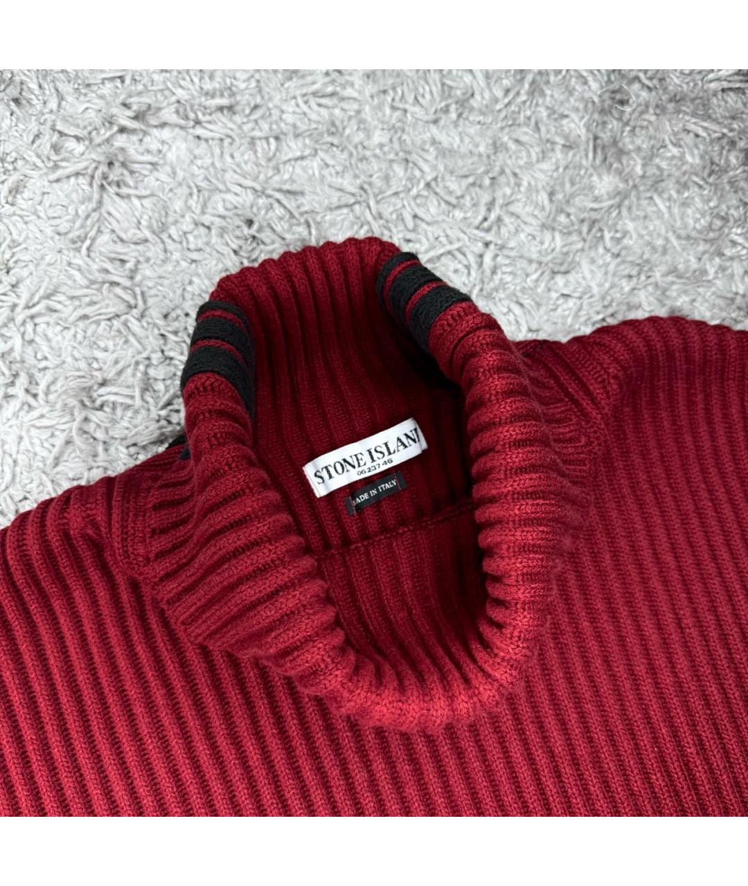 STONE ISLAND Бордовая хлопковая водолазка, фото 3