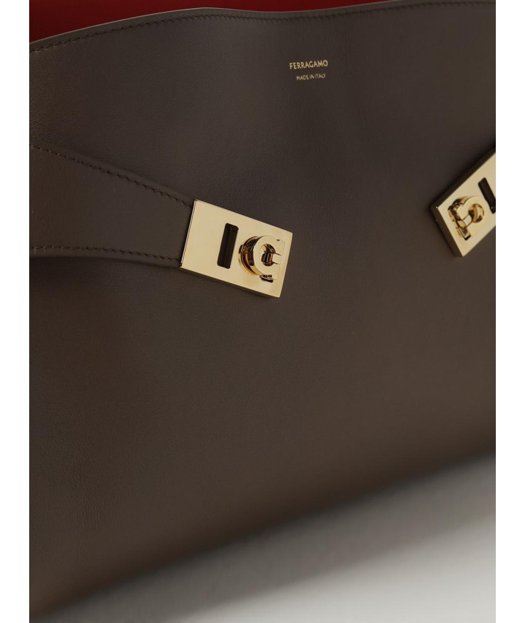 FERRAGAMO Коричневая кожаная сумка тоут, фото 2