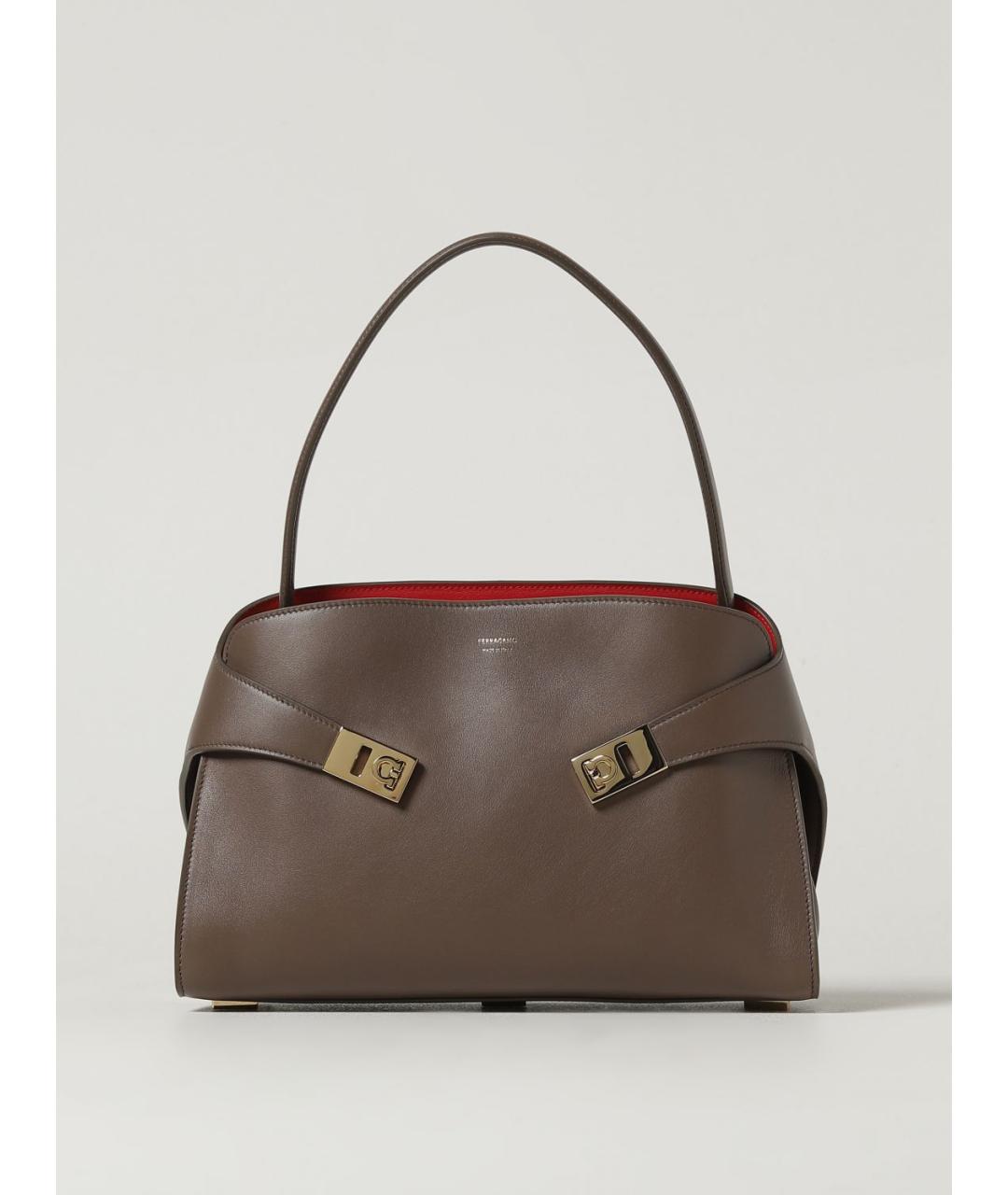 FERRAGAMO Коричневая кожаная сумка тоут, фото 6