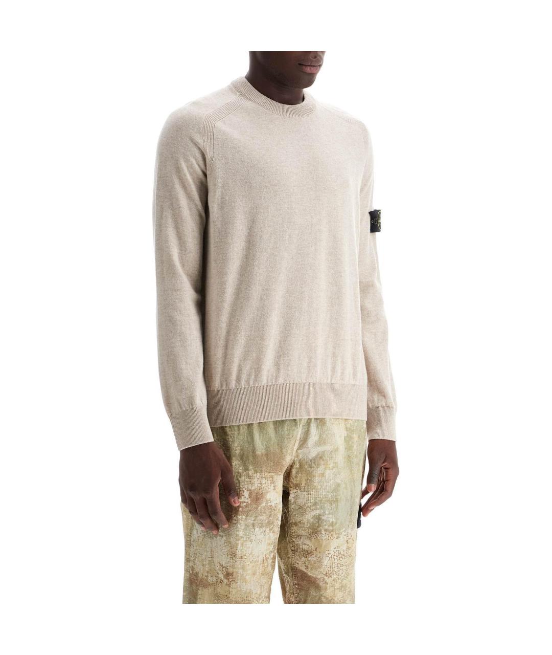 STONE ISLAND Бежевый шерстяной джемпер / свитер, фото 3